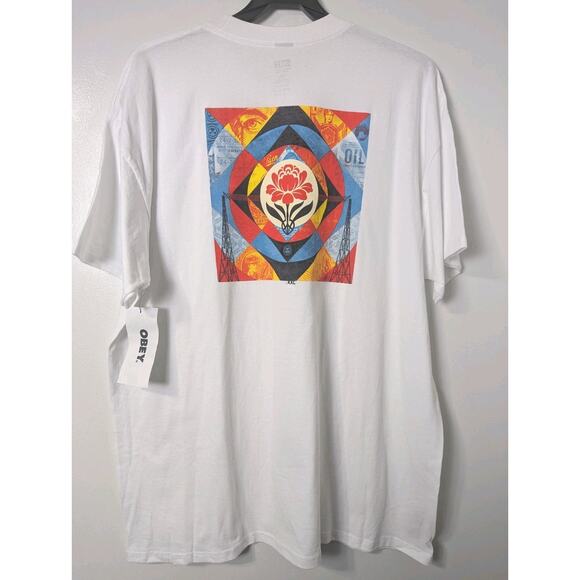Obey T Shirt Size XXL White Back Graphic Geometric Power Canvas Skater NEW - Picture 5 of 7